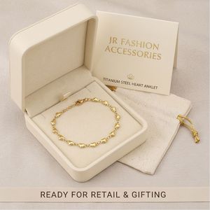 Cheville en acier inoxydable plaqué or 18 carats PVD, étanche et inaltérable, motif cœur minimaliste, idéale pour les soirées à la piscine - Product Image 6