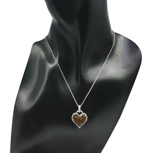 JEWELSPAARK Collar con Colgante de Diamante Natural Blanco y Marrón en Forma de Corazón de 0.98 Cttw para Mujer, Chapado en Rodio, Plata de Ley 925 - Product Image 4
