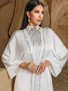 AN12650 2026 Sharut Abaya élégante en polyester à manches longues unie pour femmes de Dubaï avec robe intérieure 2 pièces pour fête et mariage - Product Image 3