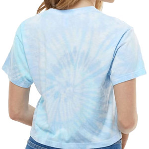 Camiseta Corta Tie Dye para Mujer, Manga Corta, Cuello Redondo, Corte Holgado, Estilo Casual de Verano, Transpirable, de Algodón Tejido - Product Image 3