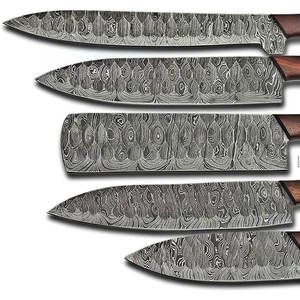 5 Piece Chef <b>Knife</b> <b>Set</b> Damascus Steel Handmade Wood Handle Durable Right Hand Serrated Edge 6-7.9in High Quality Carbon Steel - Product Image 3