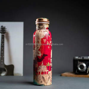 Elegante botella de agua de cobre con diseño impreso en esmalte, trabajo floral para ocasiones de regalo, fiestas, bodas, festivales - Product Image 6