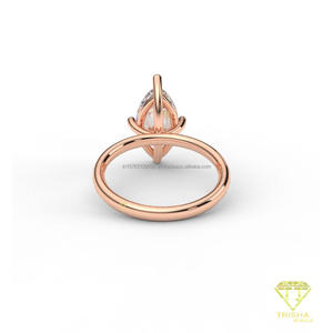 Anillo de Compromiso Solitario con Diamante Moissanite Corte Marquesa en Oro Rosa, Anillo de Boda Clásico de Cuatro Puntas para Mujer - Product Image 2