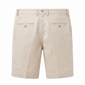 Shorts en lin tricoté pour homme, coupe ajustée, mi-cuisse, couleur unie, taille élastique, séchage rapide, style décontracté chic, OEM ODM, vente en gros, marque privée - Product Image 3