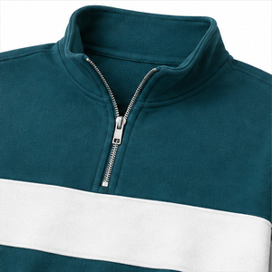 Sudadera Corta Personalizable para Mujer, Color Verde Azulado Oscuro, Corte Cuadrado, con Cierre de Cremallera de un Cuarto, de Algodón con Interior de Felpa - Product Image 5