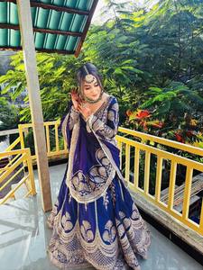 Divyam Creation <b>Red</b> Embroidered Spandex <b>Lehenga</b> Choli Floor-Length Traditional Indian Wedding Dress Women's Regular Fit Quick - Product Image 2