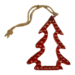 Sapin de Noël à suspendre, design peint avec finition métallique solide, décoration de Noël pour la maison, design à suspendre - Product Image 3