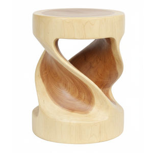 Luxury Artistic Organic Suar <b>Wood</b> Twisted Shape <b>Round</b> Selendang <b>Stool</b> Versatile Nightstand for Hotel Lobby Lounge Display Stand - Product Image 2