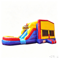 Parcours de Jeux Aquatiques Modulaire Gonflable avec Piste de Course, Décoration de Château Gonflable Extérieur, Petite Machine Distributrice pour Fête Foraine