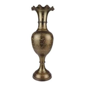 Jarrón de flores árabe vintage de latón de alta calidad, grabado con acabado pulido, para decoración del hogar y decoración de mesa. - Product Image 1