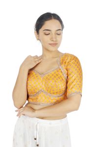 Top Corto Formal de Seda Shreya para Fiesta, 100% Seda Tejida con Cierre, Lavable - Product Image 2