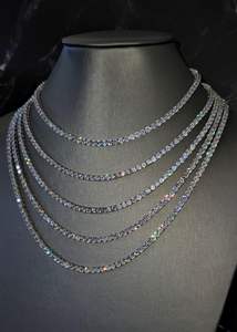 Collar de cadena tipo tenis con moissanita brillante de corte redondo, chapado en platino sobre plata 925, diamante original de 3mm, color D, VVS, para boda, joyería fina - Product Image 5