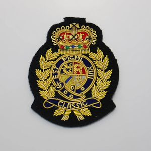 Insignias Bordadas a Mano con Hilo de Oro 3D, Diseño de Corona Real, con Tela de Lona, Totalmente Hechas a Mano, en Venta - Product Image 6