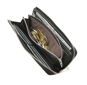 Cartera Larga con Cremallera en L de Cuero Genuino de Vaca Castello, Logotipo Grabado, Bolsillo Interior con Cremallera, Compartimentos Grandes de Poliéster, Unisex - Product Image 5