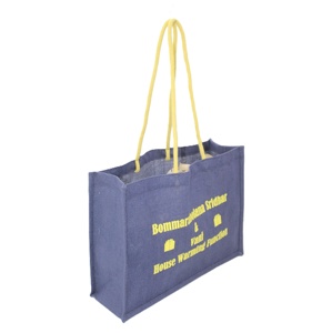 EcoFriendly Customized Logo Printing Blue Color Jute Promotional Tote <b>Bag</b> Best Quality with Inner Lamination Directly From India - Product Image 2