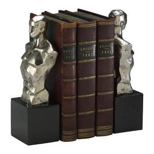 Serre-livres écologiques en aluminium plaqué argent, conçus pour une présentation artistique des livres et une décoration luxueuse pour le bureau à domicile - Product Image 1