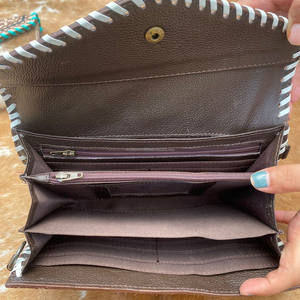 Nueva cartera cruzada de cuero con pelo en la mano para mujer, bolso de mano de cuero genuino occidental, bolso de mano de viaje Floral con correa - Product Image 6