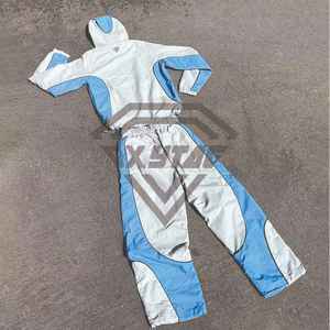 Custom Logo Men Hooded Nylon Tracksuit Two Tone Paneled Windbreaker <b>Jacket</b> and Pants Set Streetwear Sportswear Manufacturer OEM - Product Image 2