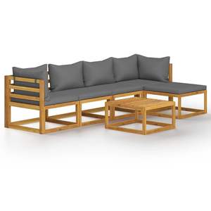 Ensemble de salon de jardin gris foncé avec bois naturel pour l'aménagement extérieur - Product Image 2
