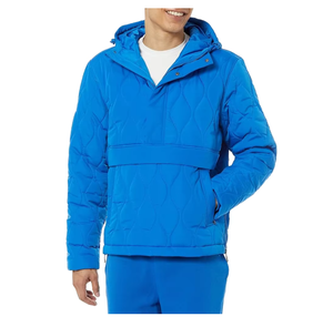 <b>Mens</b> Quilted <b>Pullover</b> Jacket Hooded Winter Padded Anorak Casual Outdoor Outerwear Custom Logo Embroidered - Product Image 4