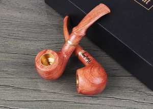 Pipe à fumer en bois, type courbé, pipe à tabac traditionnelle, finition laquée, bois rouge, écologique, durable, pour les voyages - Product Image 2