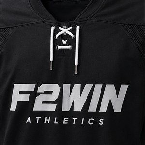 เสื้อฮอกกี้น้ำแข็งผู้ชาย F2WIN ATHLETICS แขนยาว สีดำขาวลายทาง พิมพ์ลายแบบ Sublimated ระบายอากาศได้ดี ทรงปกติ ราคาถูก - Product Image 3