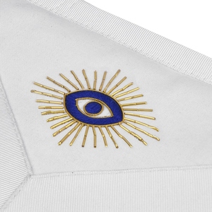 Master Mason Blue Lodge <b>Apron</b> <b>White</b> Velvet Hand Threaded Silk Hand Embroidery <b>White</b> Leather with Premium Masonic Regalia - Product Image 4