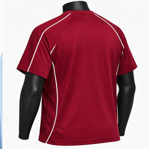 <b>Men's</b> Red <b>Short</b> <b>Sleeve</b> Sporty T-Shirt Regular Fit O-Neck Quick Dry Knitted Polyester Solid Color Blank Front Embroidered Jersey - Product Image 2