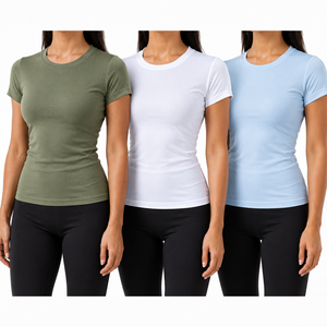 <b>Women</b>’s Polyester Mesh Quick Dry Training T Shirt Multi Stretch Gym <b>Running</b> Sports Tee Custom Logo | OEM ODM Manufacture - Product Image 6