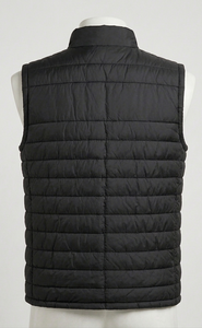 Unisex Black <b>Quilted</b> puffer Jacket Stand Collar Zipper Closure Sleeveless <b>Winter</b> Wear Regular Fit 100% Polyester Solid Color - Product Image 2