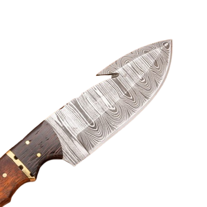 Customized HANDMADE FORGED DAMASCUS STEEL GUT HOOK HUNTING KNIFE WITH ROSEWOOD HANDLE & WITH <b>LEATHER</b> COVER - Product Image 3