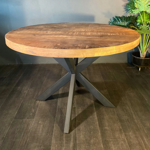 Tribesigns Modern Industrial Brown <b>Small</b> Wood <b>Round</b> shaped <b>Dining</b> Dinner <b>Table</b> Kitchen <b>Dining</b> <b>Table</b> for 4 People - Product Image 1