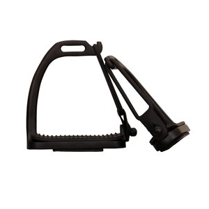 Black Horse Riding Stirrups With Textured Tread And <b>Adjustable</b> <b>Straps</b> For Equestrian Use - Product Image 2