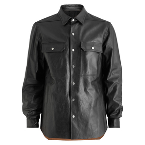 Camisa de Cuero Negra para Hombre, Manga Larga, con Botones y Dos Bolsillos en el Pecho, para Todas las Temporadas - Product Image 1