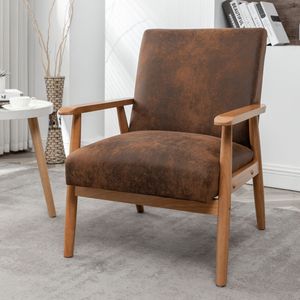 Fauteuil classique de style Mid-Century Modern, 25,38 pouces de large, marron clair, pour salon - Product Image 2