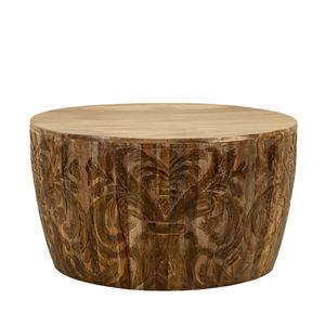 Mesa de centro artesanal tallada a mano en madera maciza de mango con acabado natural, hermosa para salas de estar y salones. - Product Image 2