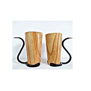 Taza de Cerveza de Madera Hecha a Mano con Asa de Metal, Taza de Té de Madera Natural, Taza Rústica para Beber, Taza de Regalo Ecológica Hecha a Mano - Product Image 2