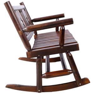 Sedia a dondolo doppia in carbonio per esterni, panca a dondolo in legno con seduta curva larga per 2 persone, per portico, giardino o patio - Product Image 3