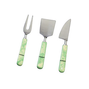 Elegant Stainless Steel Cake Server 3 pcs Set with White and Green Resin Handle Handmade Cake server <b>Tool</b> With box - Product Image 2