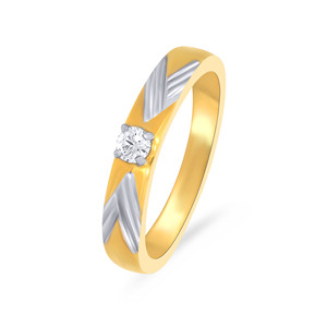 Luxury Two Tone Gold Plated Solitaire <b>Ring</b> with Round Brilliant Cut Lab Grown Diamond White Rhodium Crisscross Band for Women - Product Image 1