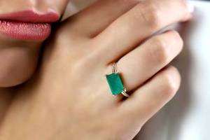 Cocktail Gemstone <b>Ring</b> Natural Green Onyx Rectangular Faceted Cut Gemstone Pure 925 Sterling <b>Silver</b> <b>Solitaire</b> <b>Rings</b> Fine Jewelry - Product Image 2