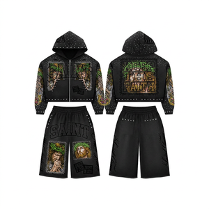 Ensemble de sweat-shirts pour hommes Keep The Faith, imprimé numérique, coton molletonné noir, vêtements d'automne - Product Image 2