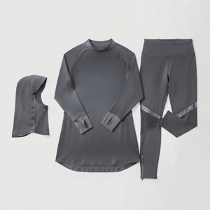 Custom Modest <b>Sport</b> Wear Zipper for Women Pocket Design Muslim Gym Set Fast-dry Women Muslim Activewear Set - Product Image 4
