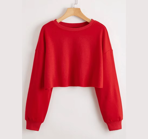 Sudadera Corta de Manga Larga para Mujer, 100% Algodón, Lisa, Estilo Oversize, Cálida y a la Moda - Product Image 4