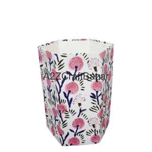 Cubo de Basura Plegable Hexagonal de Cartón y Papel de Algodón Ecológico Hecho a Mano en India, con Patrones Impresos DIY para Interiores/Exteriores - Product Image 2