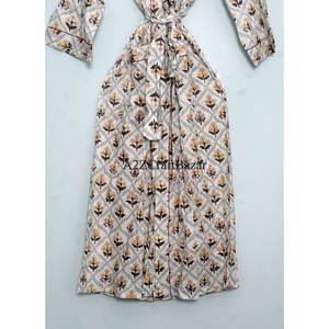 Hand Block Printed Cotton Kimono Bathrobe Indian Style Night Wear/Dressing Gown Winter 100% Cotton kimono robe for sleep - Product Image 5