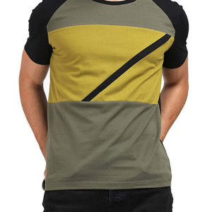 Camiseta de Hombre con Bloques de Color, Diseño Geométrico, Manga Raglán, Cuello Redondo, Tejido Casual, Corte Regular, Ribete en Contraste - Product Image 5