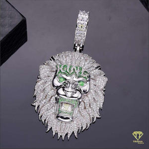 จี้รูปหน้าสิงโตประดับเพชรแบบ Iced Out เงินแท้ 925 พร้อมเพชร VVS Lab Grown สำหรับเครื่องประดับฮิปฮอป - Product Image 4