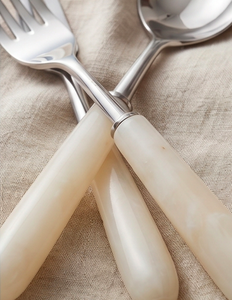 Ensemble de couverts classiques en acier inoxydable avec manches en résine, finition miroir, passe au lave-vaisselle, ensemble de couverts de mariage - Product Image 2