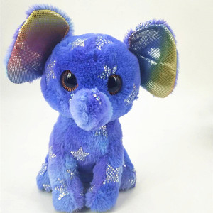 customized Plush <b>Blue</b> Sparkle Elephant Plush Toy With <b>Glitter</b> Stars And Shiny Ears Super Soft For Kids Age 3 And Above - Product Image 1